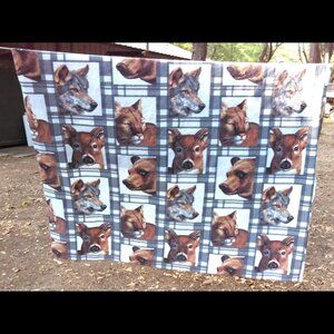 Vintage Blanket Throw Deer Bear Mountain Lion Wolf Rustic Cabin Lodge 70" x 84"